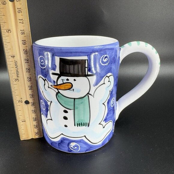 Deruta Italian Pottery Coffee Mug Cup Christmas Holiday Snowman Italy Handmade - Picture 6 of 13
